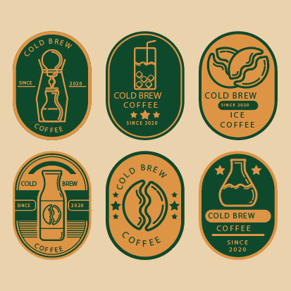 创意深绿色卡通咖啡店logo设计矢量素材