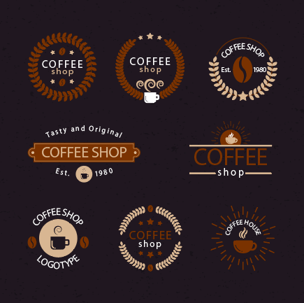创意简约深棕色咖啡店logo设计矢量素材