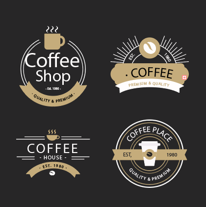 经典简约棕色咖啡店logo设计矢量素材