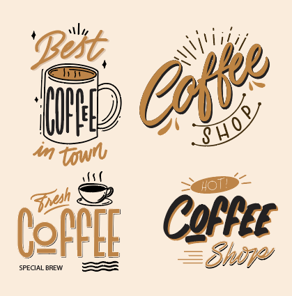 简约创意手绘咖啡店logo设计矢量素材