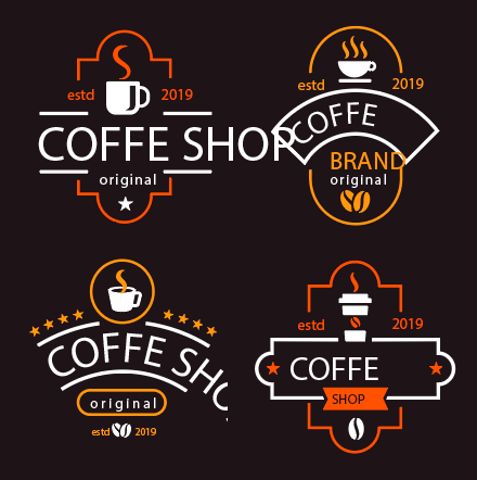 简约彩色图标咖啡店logo设计矢量素材