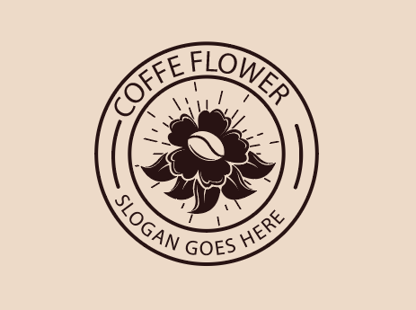 唯美棕色小清新咖啡豆logo矢量素材