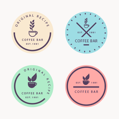 小清新彩色圆形咖啡店logo矢量素材