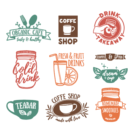 卡通创意彩色咖啡店logo矢量素材