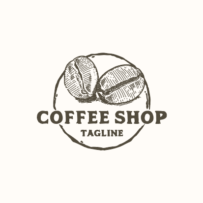 手绘简约深绿色咖啡店logo矢量素材
