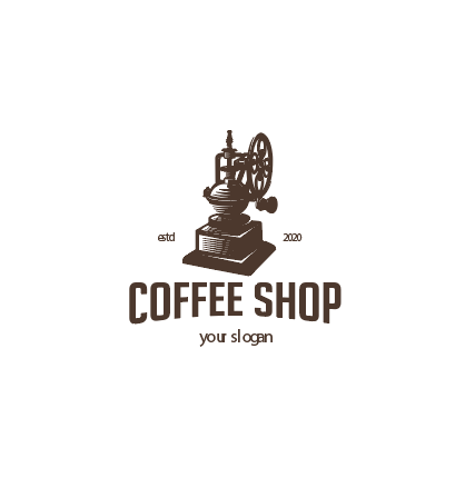 棕色复古简约咖啡店logo矢量素材
