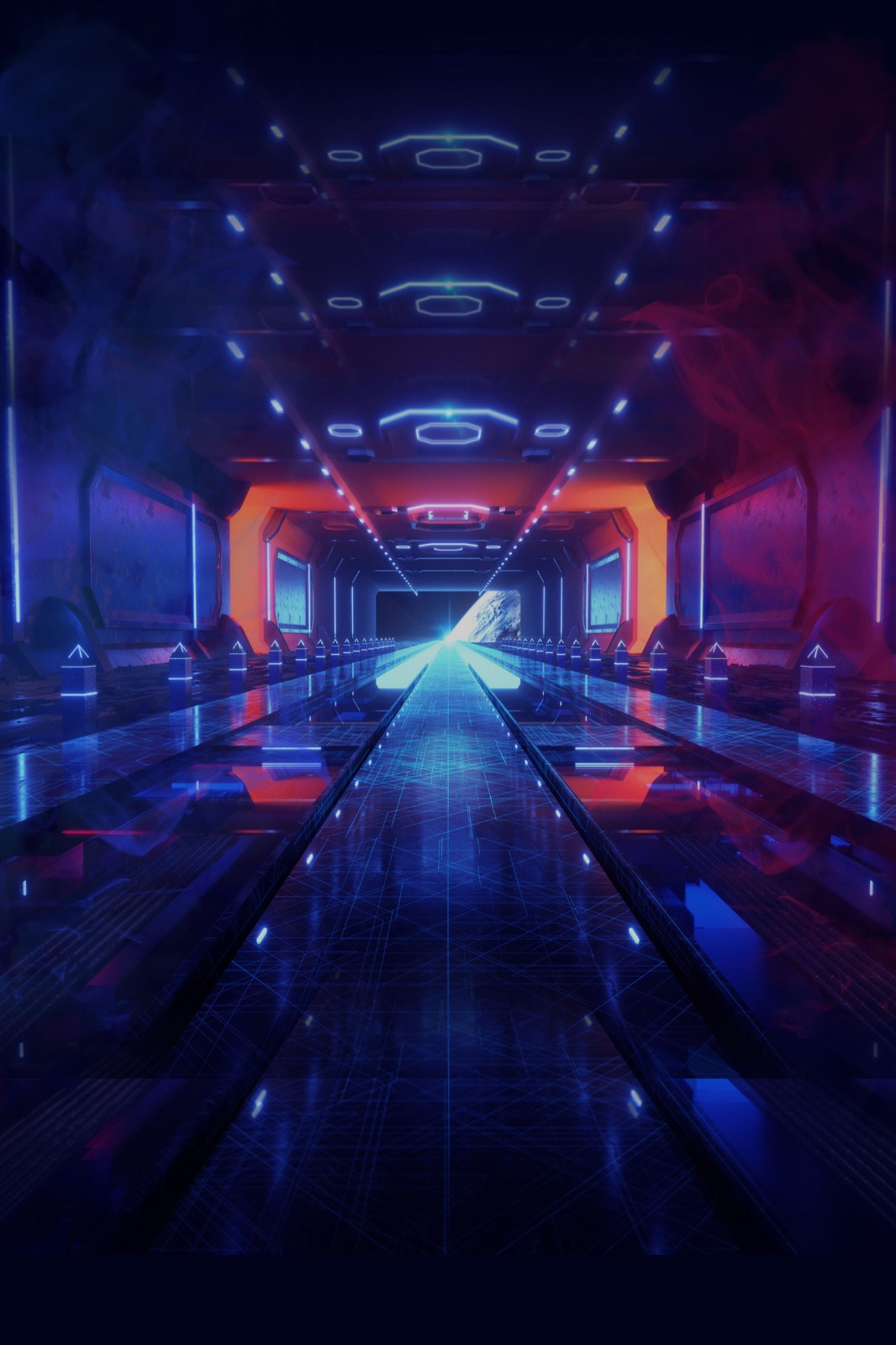 霓虹科技机械隧道背景免抠素材