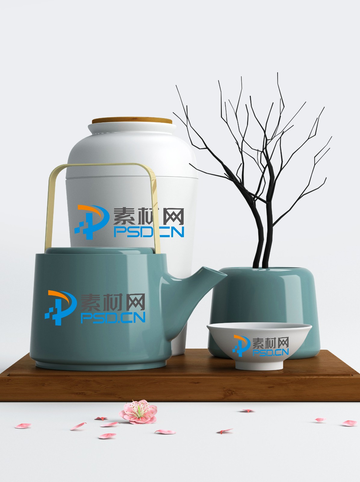 中国风茶具样机素材