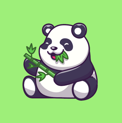 手绘竹子熊猫卡通矢量素材