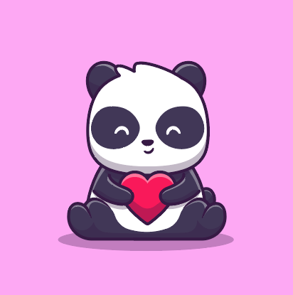 创意红色爱心熊猫卡通矢量素材