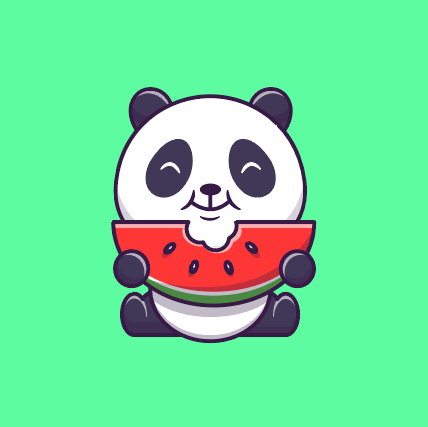 可爱熊猫吃西瓜卡通矢量素材