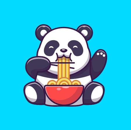 可爱熊猫吃面条卡通矢量素材