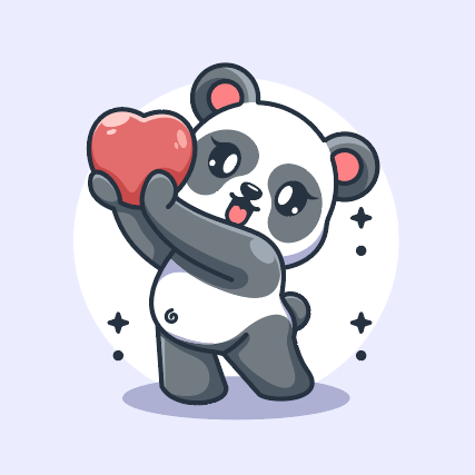 可爱爱心熊猫卡通矢量素材