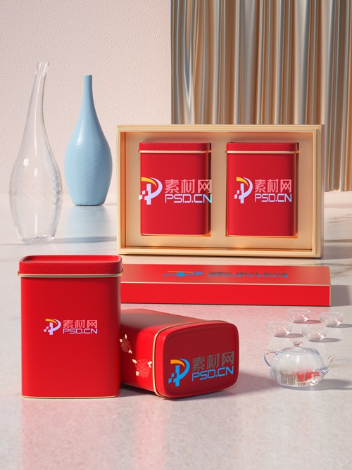 中國紅大氣茶葉罐包裝設計