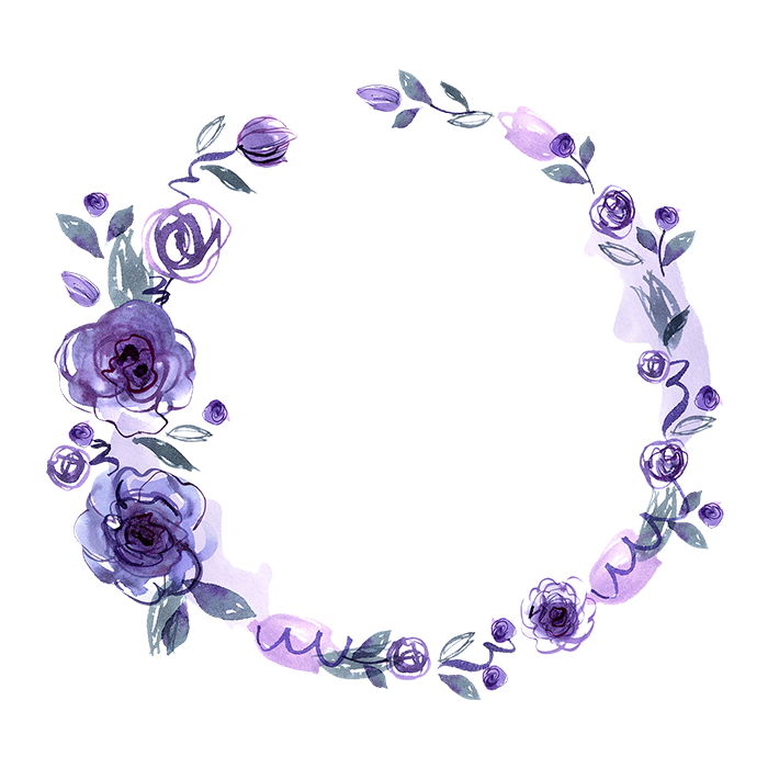 紫色边框手绘花饰免抠素材
