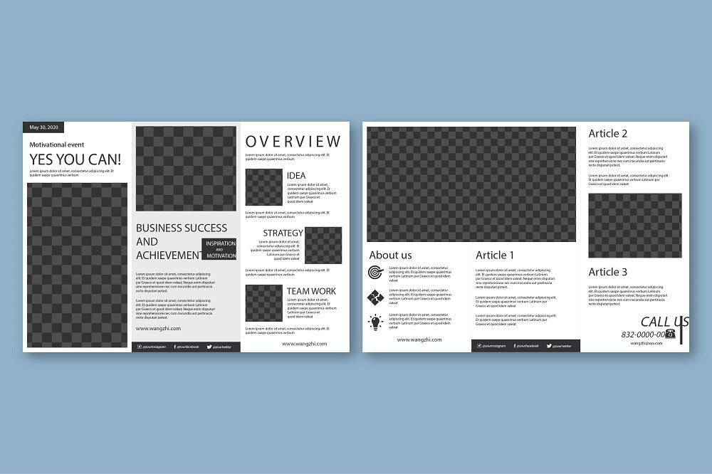极简风企业三折页手册排版设计