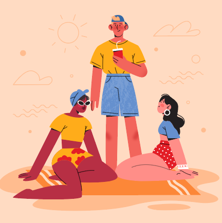 夏季个性沙滩卡通人物矢量素材