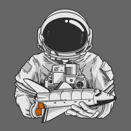 卡通灰色火箭宇航员矢量素材