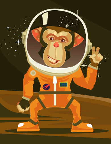 创意橙色猴子宇航员矢量素材