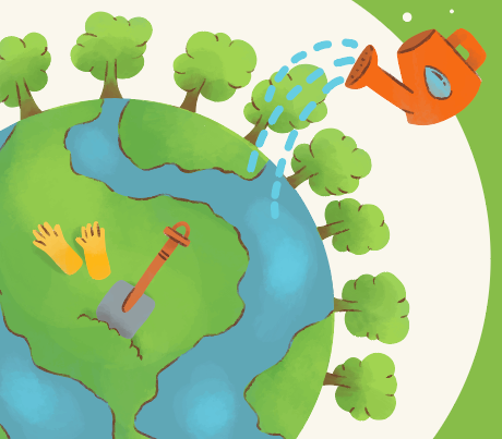 创意给地球浇水植树节海报矢量素材