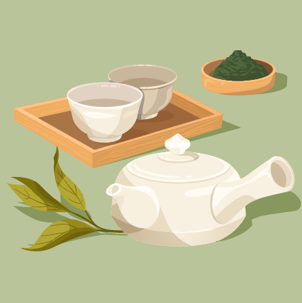 日式简约淡雅抹茶料理制作矢量素材