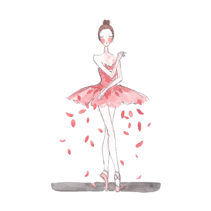 可爱的粉色卡通芭蕾舞女孩元素免抠素材