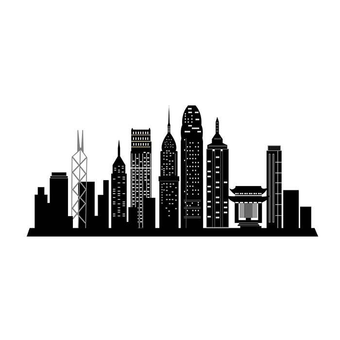 现代都市城市黑白灰剪影元素免抠素材