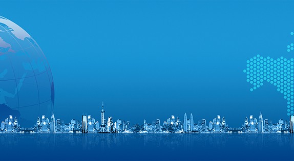 蓝色商务城市建筑地球背景免抠素材
