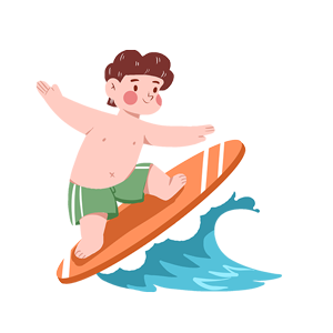 儿童节冲浪的小男孩免抠素材