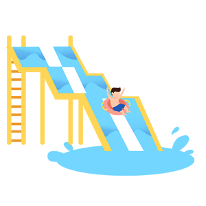 水上乐园夏日玩水滑梯游泳免抠素材