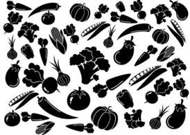 黑白色蔬菜有机食物矢量素材