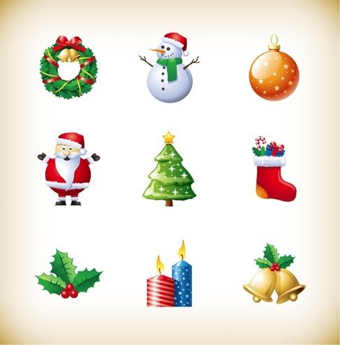 Christmas New Year Holiday Decoration Elements Vector Set