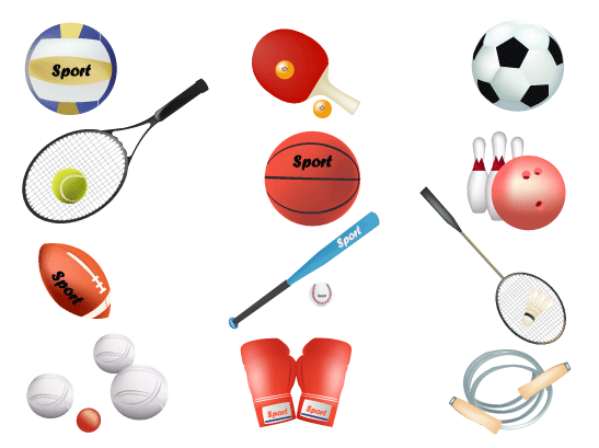 免费矢量:体育球和球拍