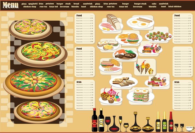 餐厅美食菜单设计矢量素材
