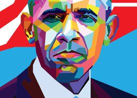奥巴马自由多彩的向量肖像