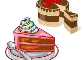 甜美卡通生日蛋糕矢量素材