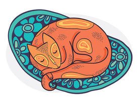 卡通可爱睡觉猫咪矢量素材