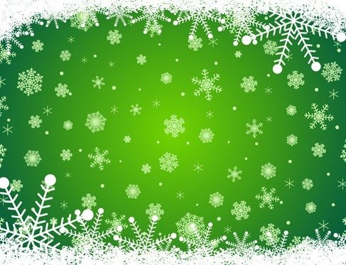 绿色圣诞背景雪花