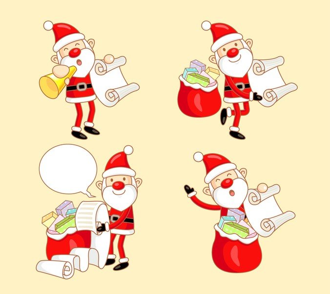 卡通可爱快乐圣诞老人矢量素材