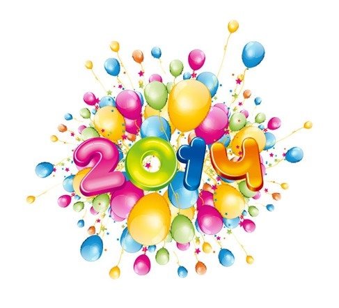 新年快乐2014彩色气球