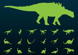 古生物恐龙剪影矢量素材