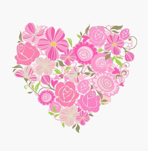 粉红色花合成爱心矢量素材
