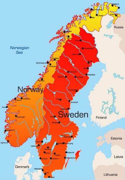 瑞典挪威矢量地图