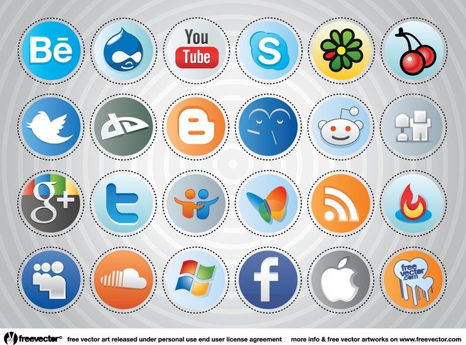 社交媒体软件矢量图标
