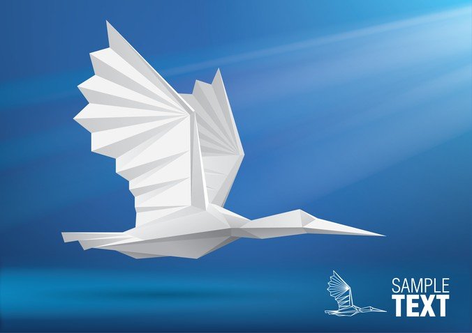 折纸天鹅动物模型矢量素材
