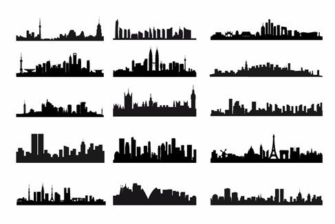 城市天际线景观轮廓向量集