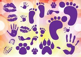 紫色动物脚印矢量素材