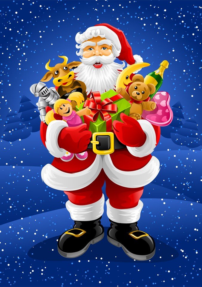 Vector Santa Claus Holding Gifts
