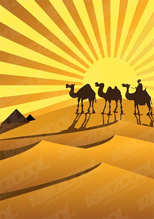 金色沙漠骆驼矢量素材