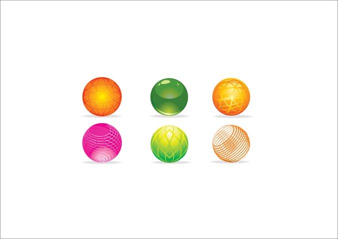 彩色小清新玻璃球矢量潮流插画素材